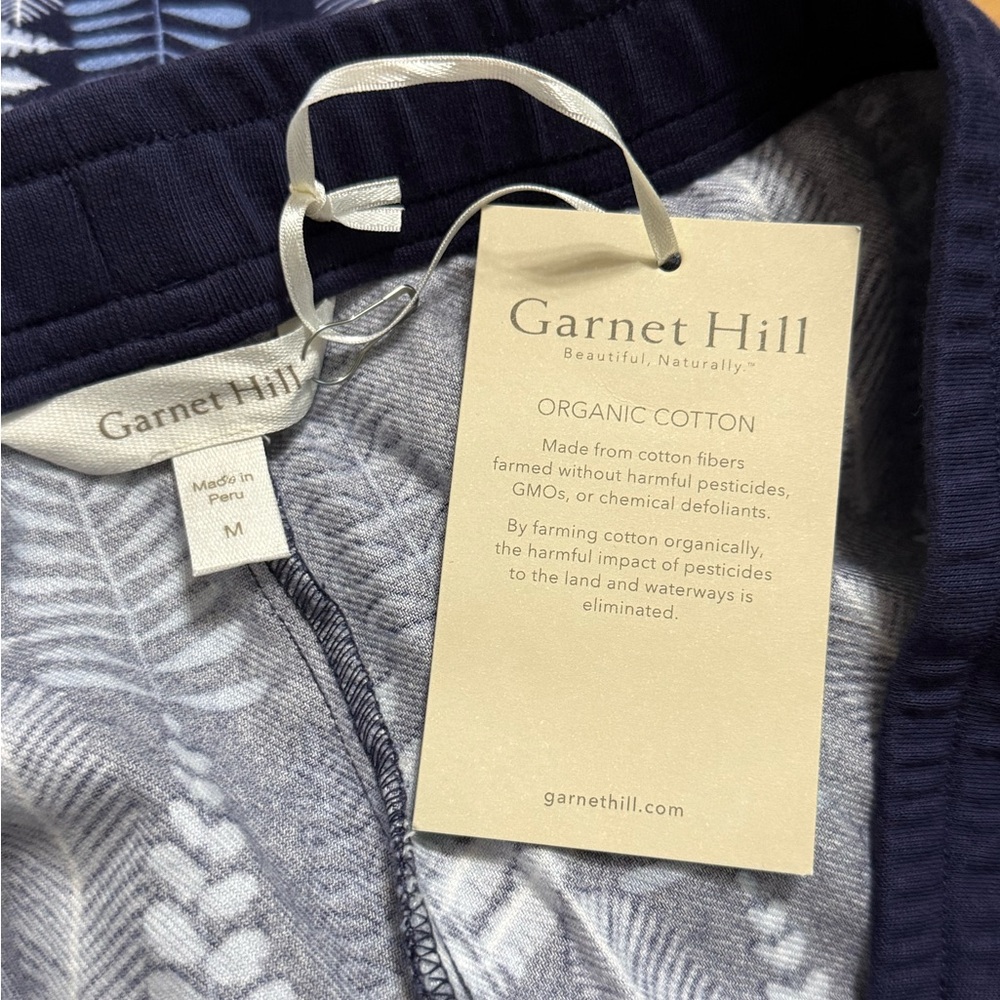NWT Garnet Hill Blue Fern Flannel Jogger Pajama Pants Organic Pima Cotton Medium - Picture 5 of 8